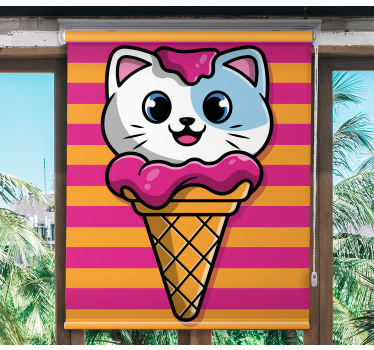 Söt katt i glass barn rullgardin - Tenstickers