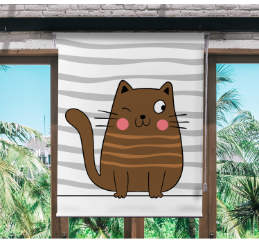 Söt randig brun katt barn rullgardin - Tenstickers