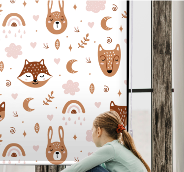 Söta bruna djur och regnbågar rullgardin konst - Tenstickers