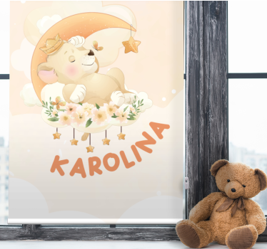 Söta djur lejon med namn barn rullgardin - Tenstickers