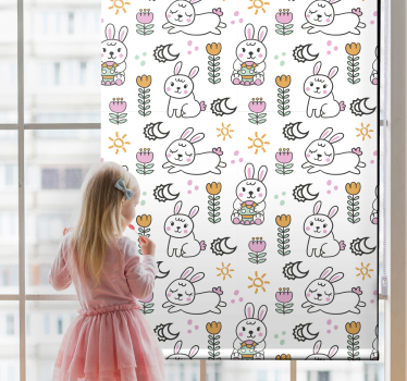 Söta kaniner med stjärnor och solmoln rullgardin - Tenstickers