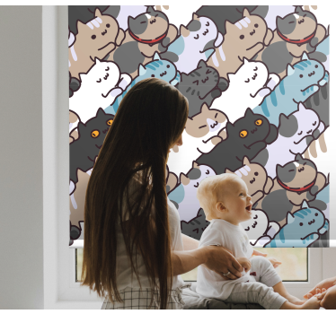 Söta katter sovmönster barn rullgardin - Tenstickers