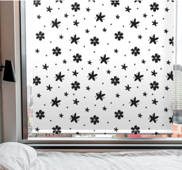 Svartvit design Rullgardin blommig - Tenstickers