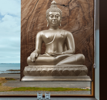 Trä buddha zen brun persienner - Tenstickers