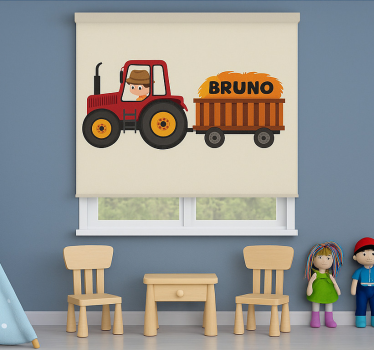 Traktordesign med namn Rrullgardin barn - Tenstickers