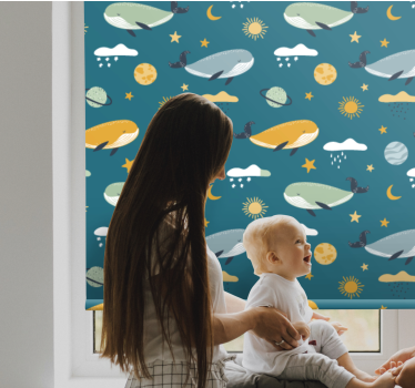 Trendiga valmönster barn rullgardin - Tenstickers