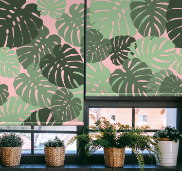Tropiska monstera mönster Rullgardin blommor och växter - Tenstickers
