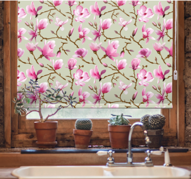 Vacker lila magnolia trädtopp blomma rullgardin - Tenstickers