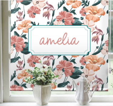 Vackra pastellblommor mönster personliga rullgardiner - Tenstickers