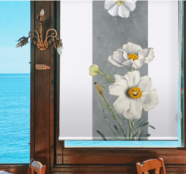 Vackra vita blommor blomma rullgardin - Tenstickers