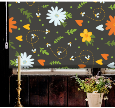 Våren färgglada mönster blommor och plantera rullgardin - Tenstickers