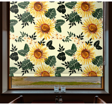 Vintage solros blomma rullgardin - Tenstickers
