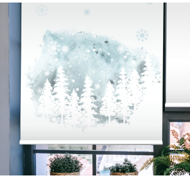 Vinter barrträd konstverk vardagsrum rullgardin - Tenstickers