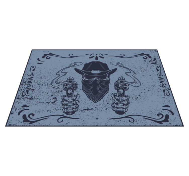 Cowboy skalle och flockblå bordstabletter - Tenstickers