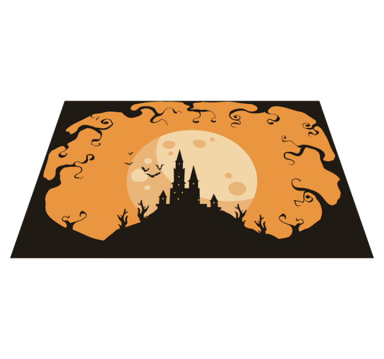 Slott på orange natt halloween bordstabletter - Tenstickers