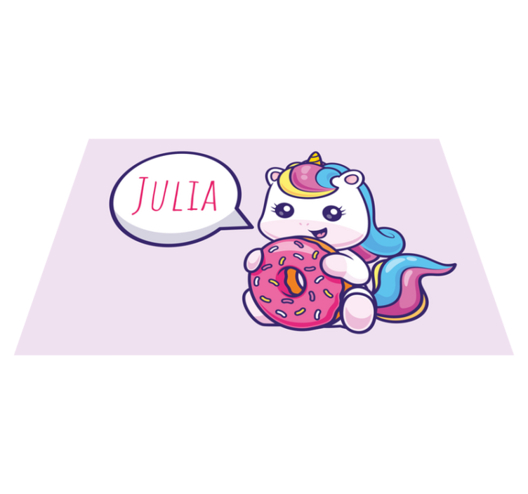 Unicorn med donut Bordstabletter med namn - Tenstickers