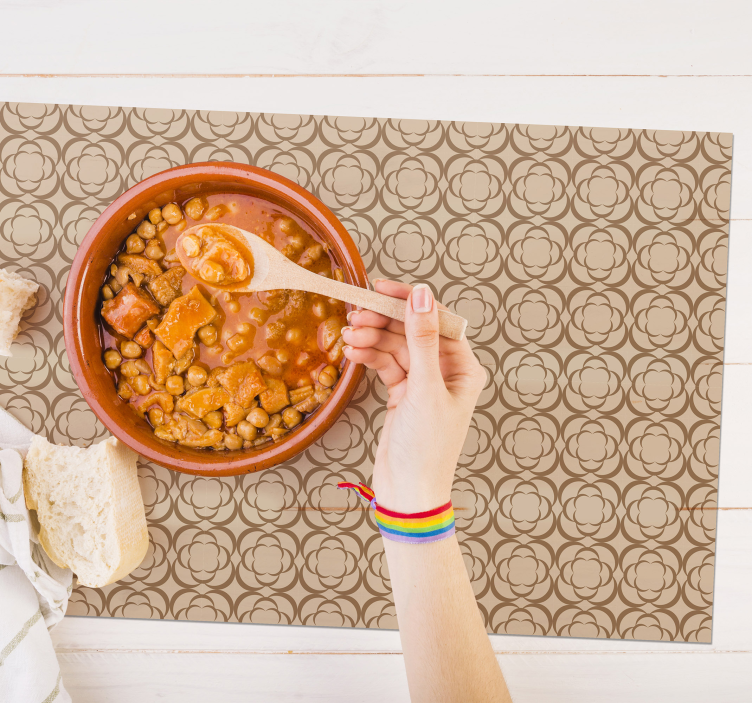 Abstrakt blommig beige bordstabletter moderna bordstabletter - Tenstickers