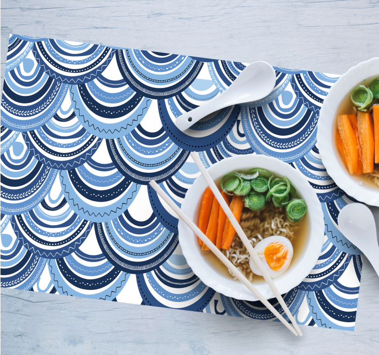 Blå fjäll fisk mönster abstrakta bordstabletter - Tenstickers