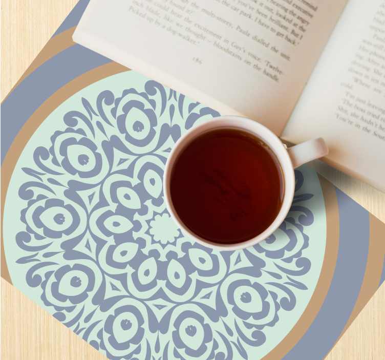 Blå och beige bordstabletter med texturerad cerclefiber - Tenstickers