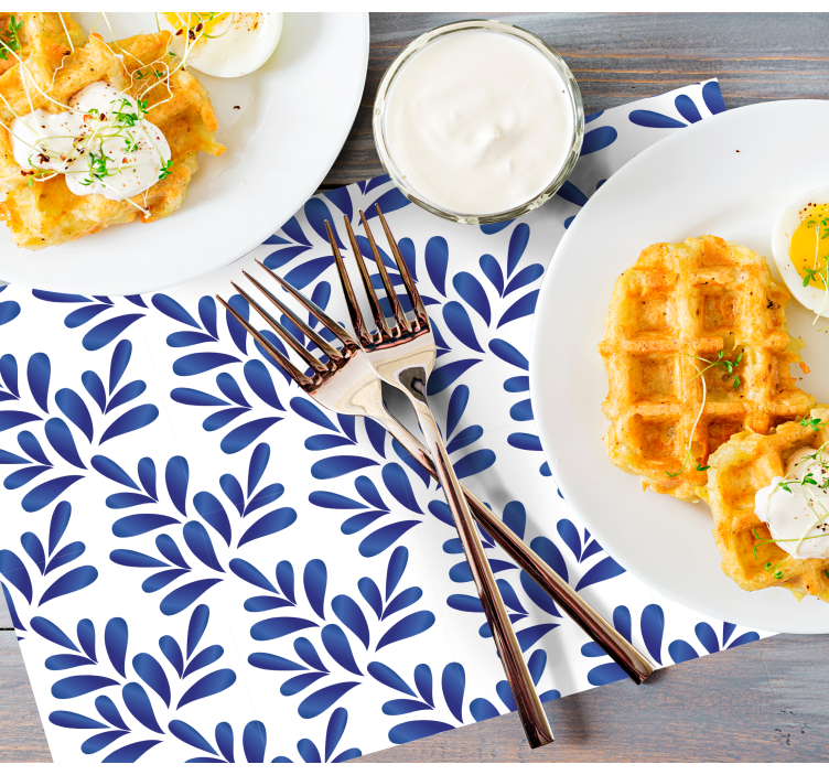 Blå porslin eleganta plattor - Tenstickers