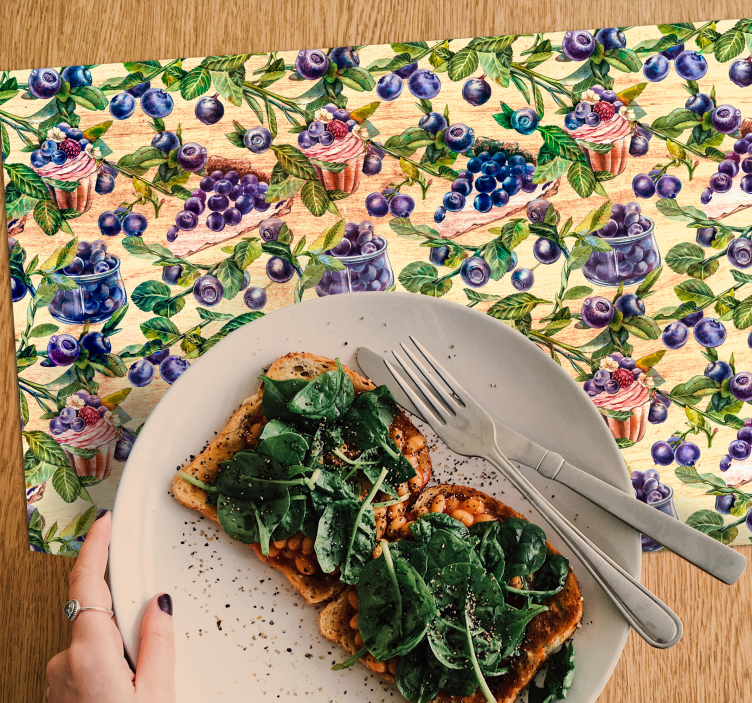 Blåbär grenar vinyl bordstabletter - Tenstickers