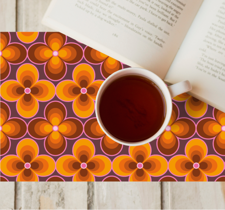 Blomma retro groovy mönster original bordstabletter - Tenstickers