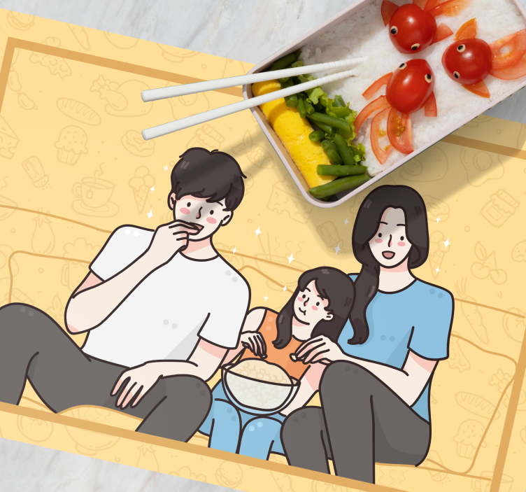 Bordstabletter barnen familjen njuter av snacks - Tenstickers