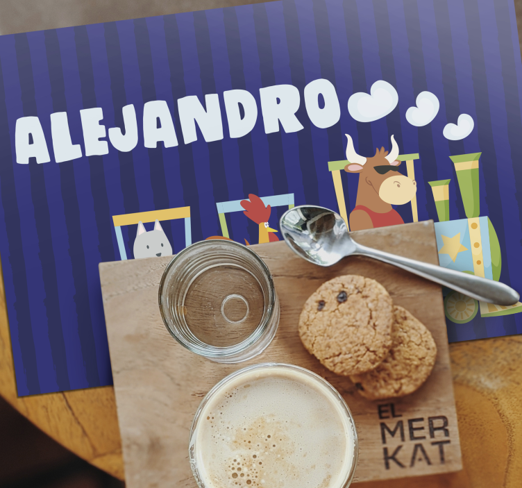 Bordstabletter barnen färgglada tågdjur - Tenstickers