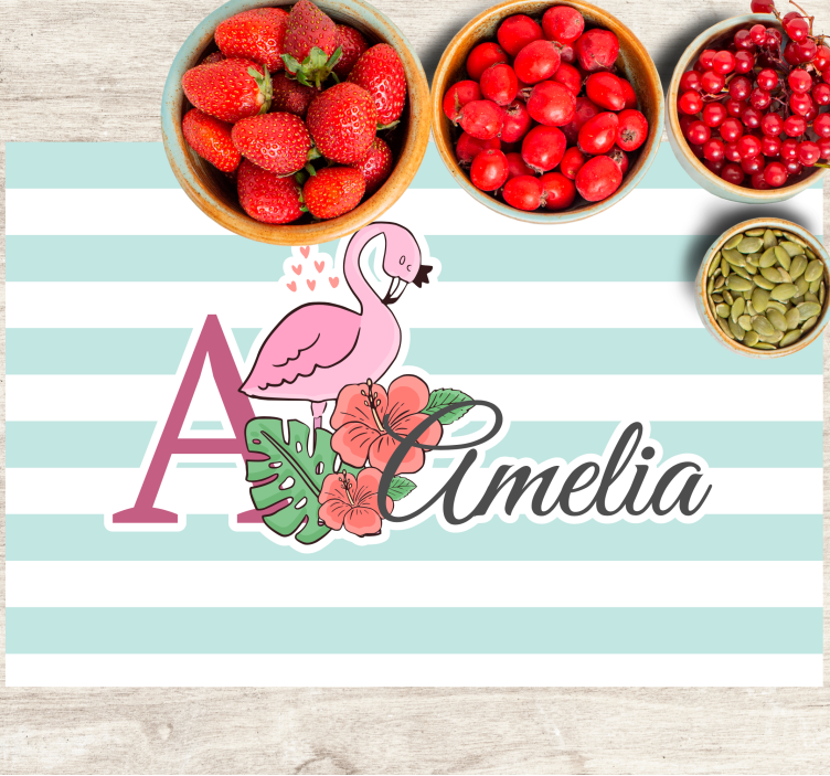 Bordstabletter barnen flamingo monogram amelia - Tenstickers