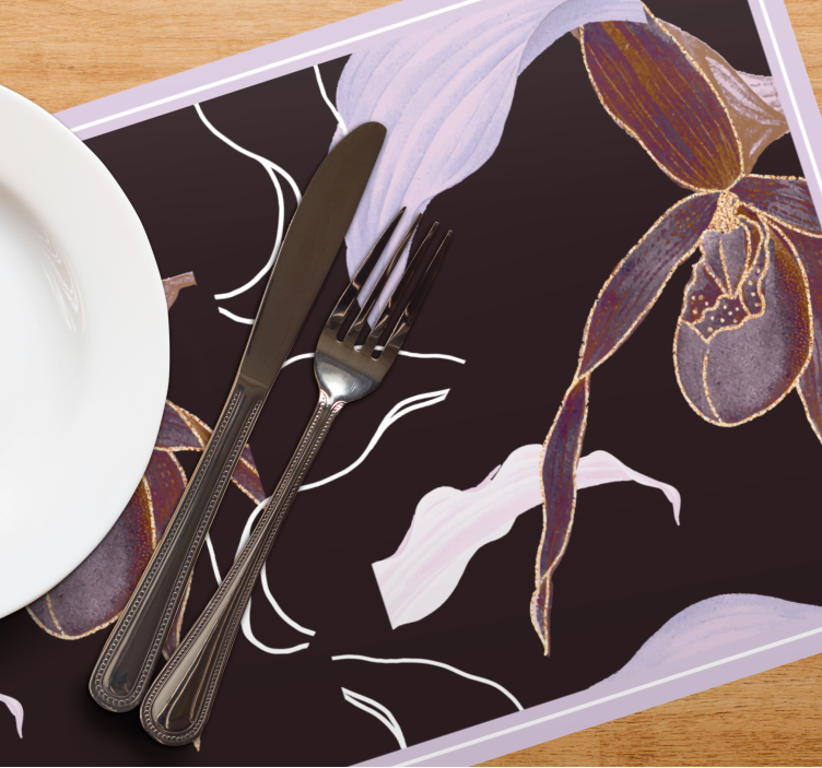 Bordstabletter elegant med orkidéblommor mönster - Tenstickers