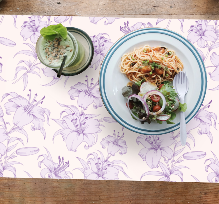 Bordstabletter med liljor blommönster - Tenstickers