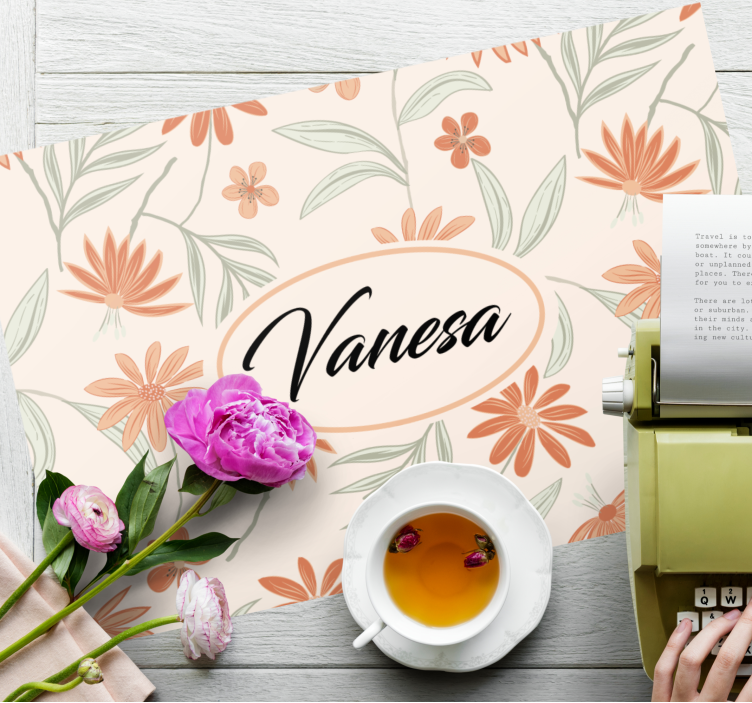 Bordstabletter med namn botaniskt arrangemang - Tenstickers