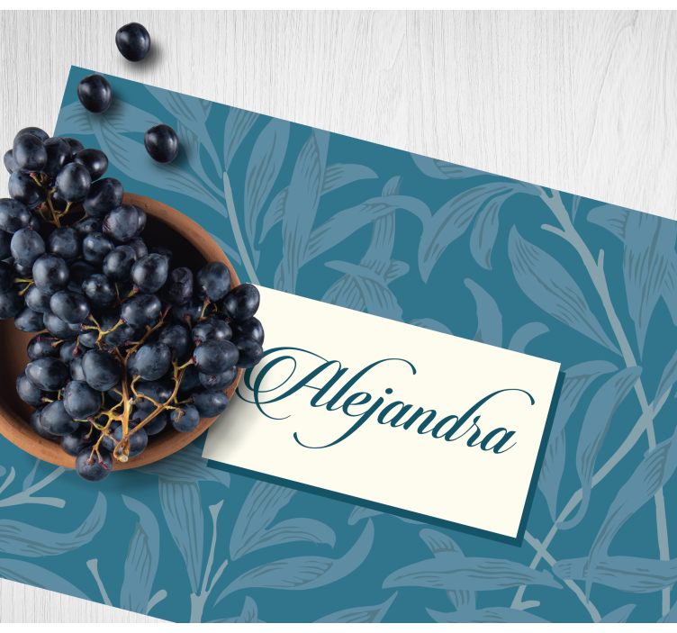 Bordstabletter med namn elegant bladdesign - Tenstickers