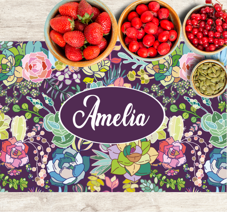 Bordstabletter med namn floral anpassad konst - Tenstickers