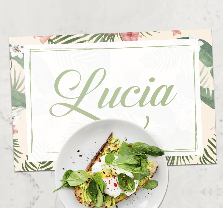 Bordstabletter med namn floral namn design - Tenstickers