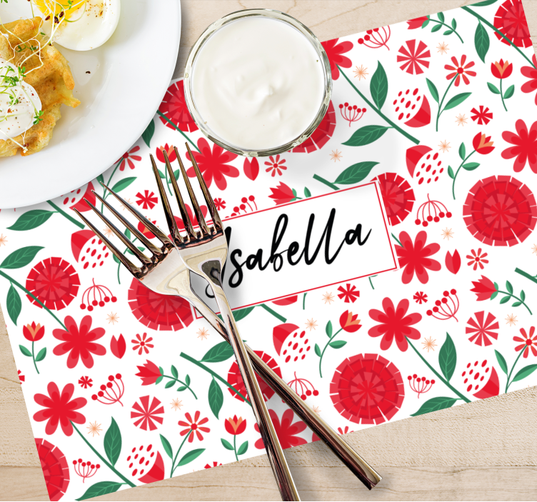 Bordstabletter med namn floral namn konst - Tenstickers