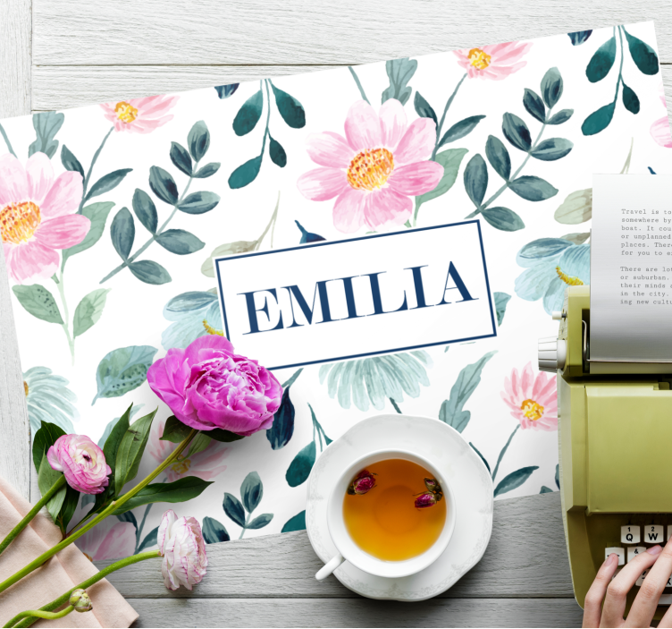 Bordstabletter med namn personlig blommig placering - Tenstickers
