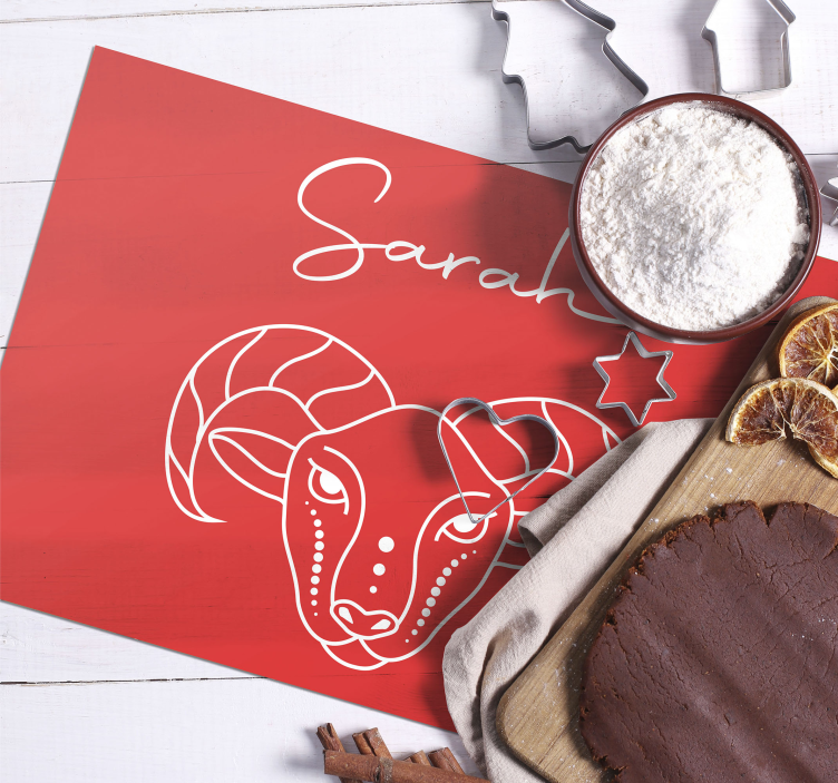 Bordstabletter med namn stiliserad ramillustration - Tenstickers