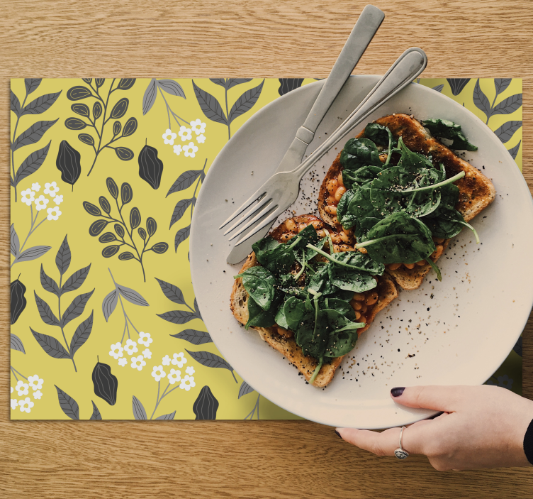 Bordstabletter modernt med blommigt gult mönster - Tenstickers