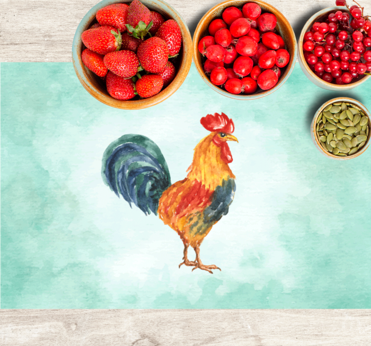 Bordstabletter original färgglad tuppillustration - Tenstickers