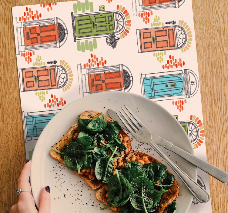 Bordstabletter original färgglada dörrmönster - Tenstickers