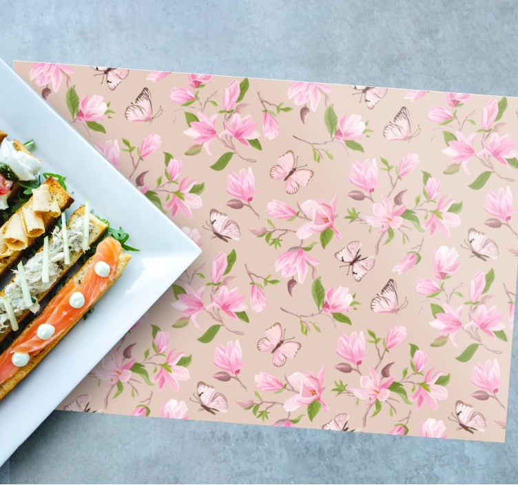 Bordstabletter original fjäril blommönster - Tenstickers