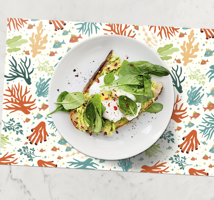 Bordstabletter original i livfull korallmönster - Tenstickers