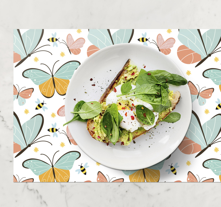 Bordstabletter texter fjärilsmönster glädje - Tenstickers