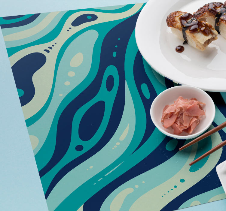 Bordstabletter vågiga aqua mönster - Tenstickers