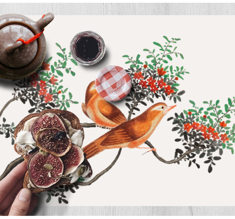 Fåglar på grenar eleganta bordstabletter - Tenstickers