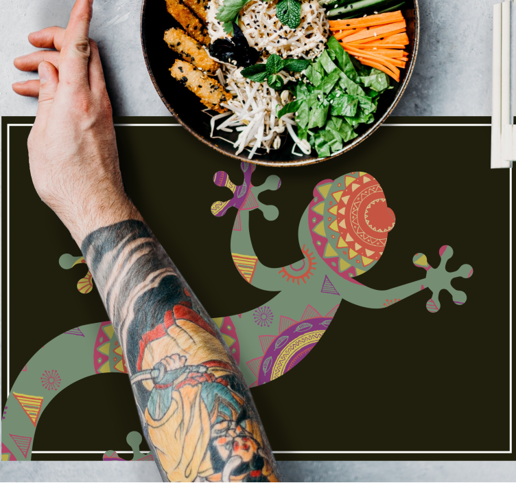 Färgglad ödlemotiv bordstabletter original - Tenstickers