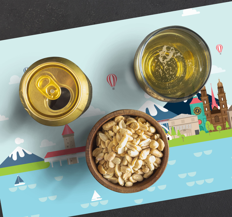 Färgglad stadssilhuett bordstabletter original - Tenstickers