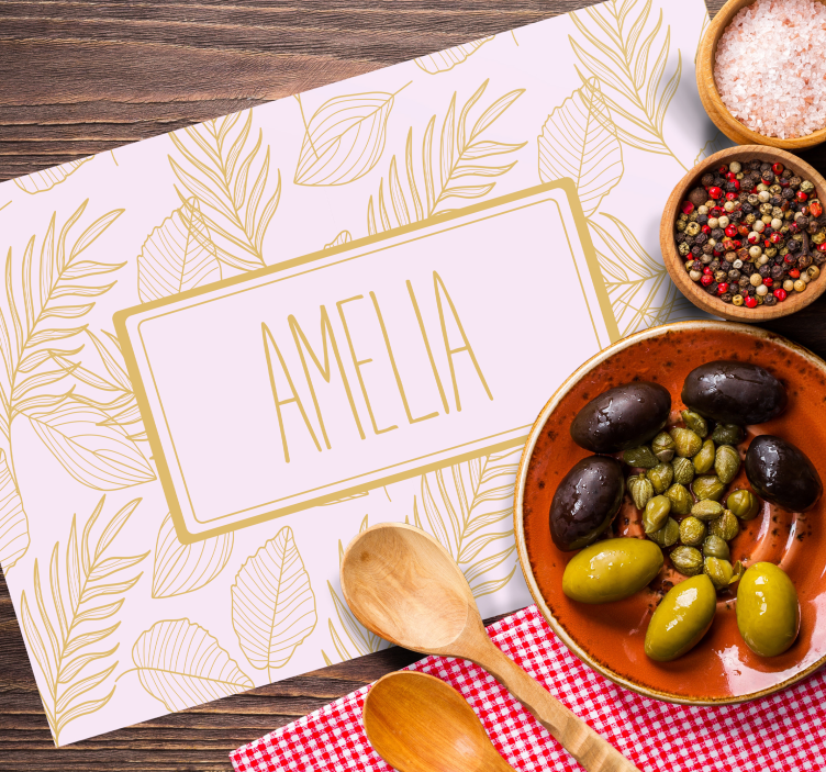 Gyllene "boho" löv personliga bordstabletter - Tenstickers