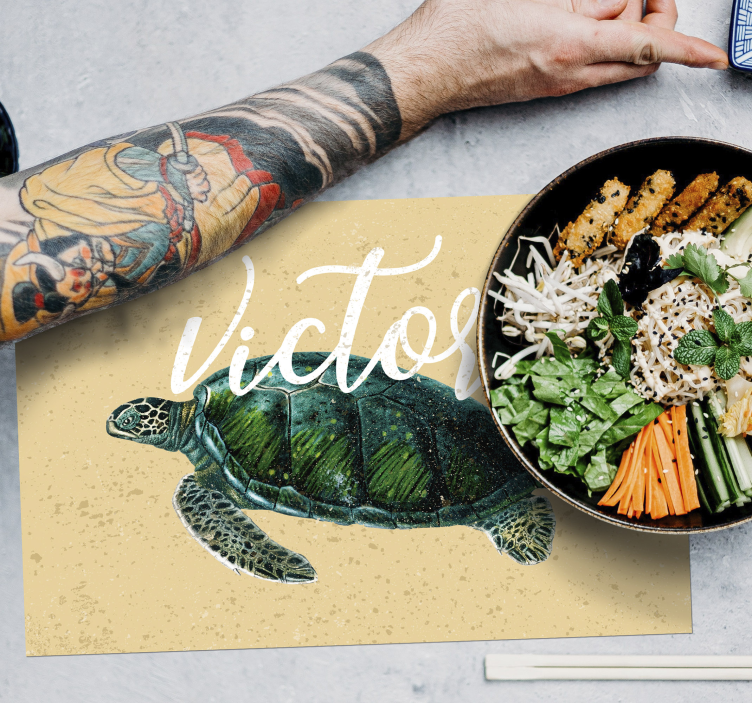 Havssköldpadda med namn sköldpadda bordstabletter - Tenstickers